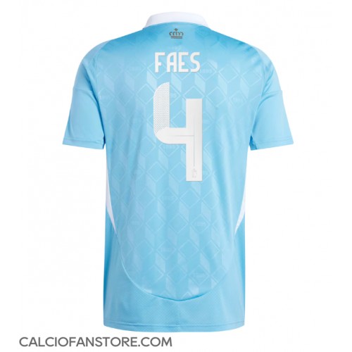 Maglia Calcio Belgio Wout Faes #4 Seconda Divisa Europei 2024 Manica Corta